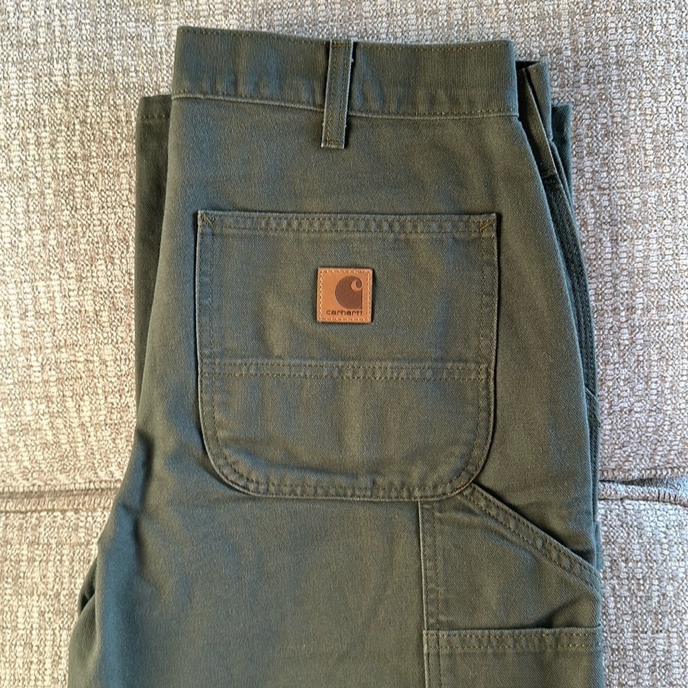 Carhartt Men’s Loose Fit Duck Work Dungaree Pants, Moss, 32W x 32L